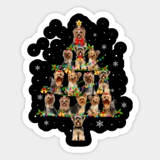 Cute Yorkshire Terrier Christmas Tree Xmas Gift Sticker